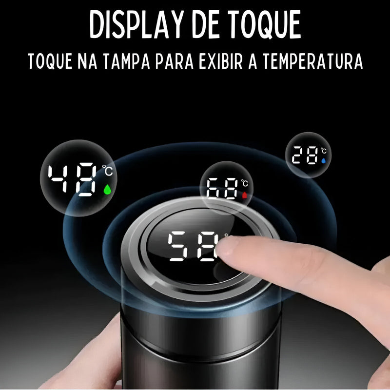 Garrafa Térmica de Aço Inox com Termômetro Digital 500ml Led (Cor Aleatória)
