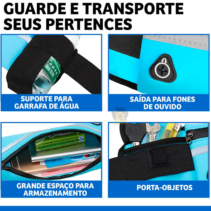 Cinto Esportivo com Suporte para Celular e Garrafa – Leve tudo com praticidade