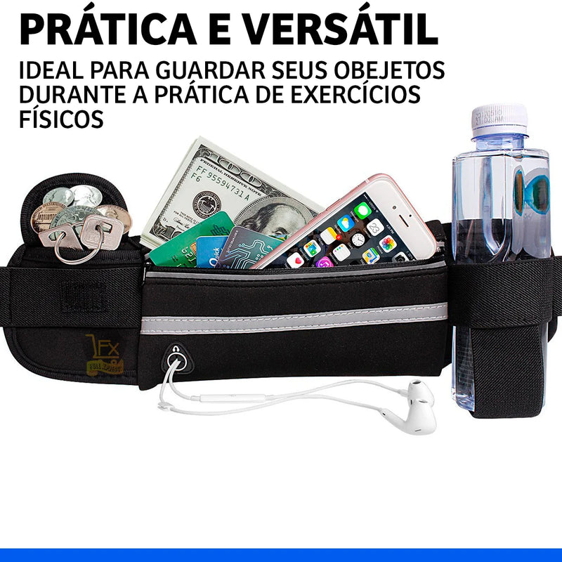 Cinto Esportivo com Suporte para Celular e Garrafa – Leve tudo com praticidade
