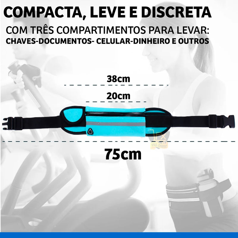Cinto Esportivo com Suporte para Celular e Garrafa – Leve tudo com praticidade