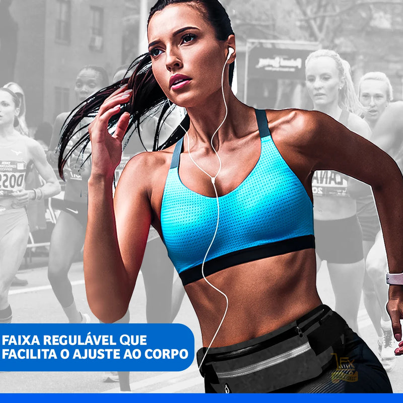 Cinto Esportivo com Suporte para Celular e Garrafa – Leve tudo com praticidade