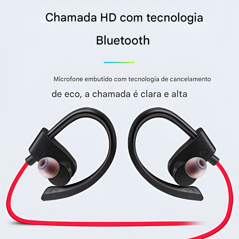 Fone Bluetooth Esportivo à Prova d’Água – Curta seu treino com som potente
