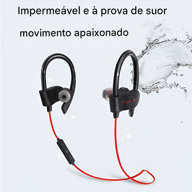 Fone Bluetooth Esportivo à Prova d’Água – Curta seu treino com som potente
