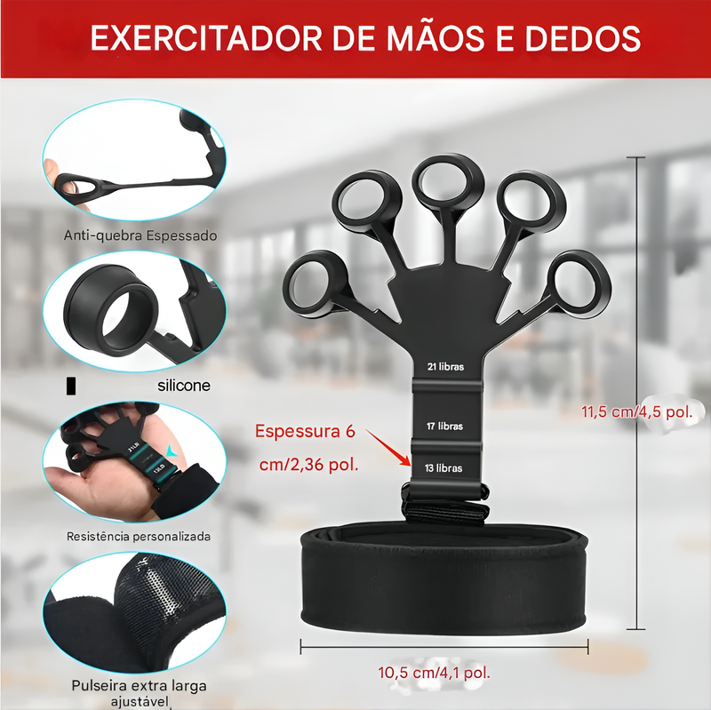 Treinador de Dedos em Silicone – Fortaleça as Mãos, Aumente a Mobilidade e Melhore a Circulação