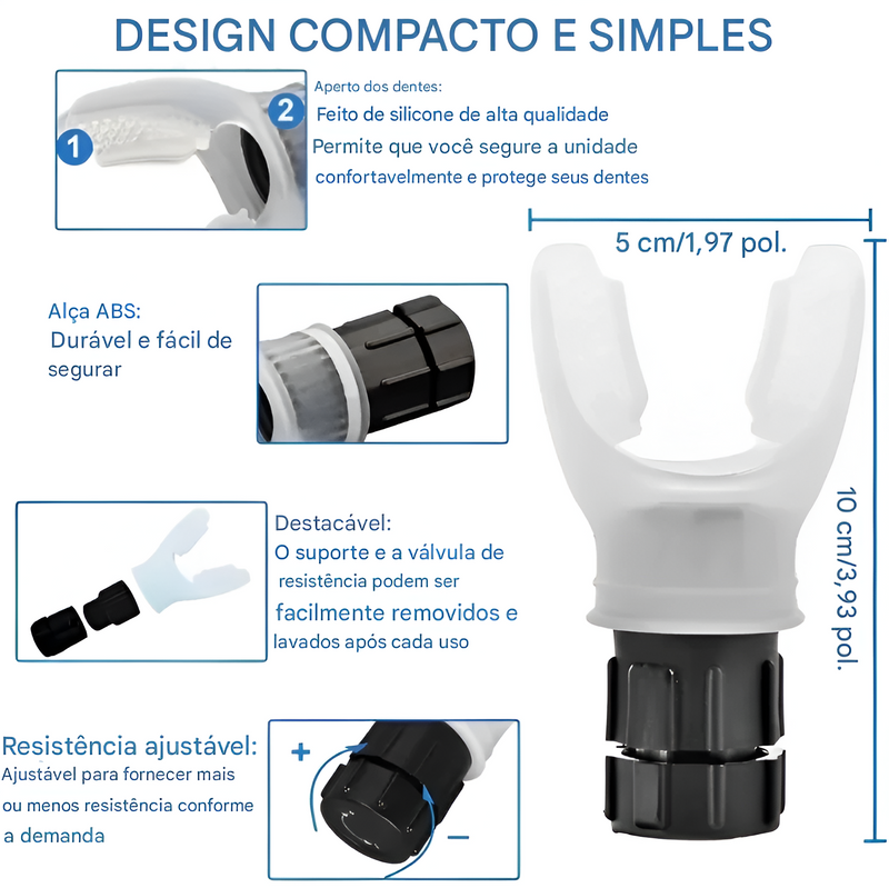 Aparelho de Exercício Respiratório – Melhore o Fôlego e a Resistência com Ajuste de Intensidade